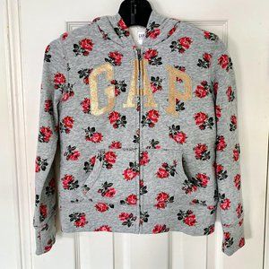 Floral GAP Logo Cozy Sherpa Fur Lined Hoodie, Girls